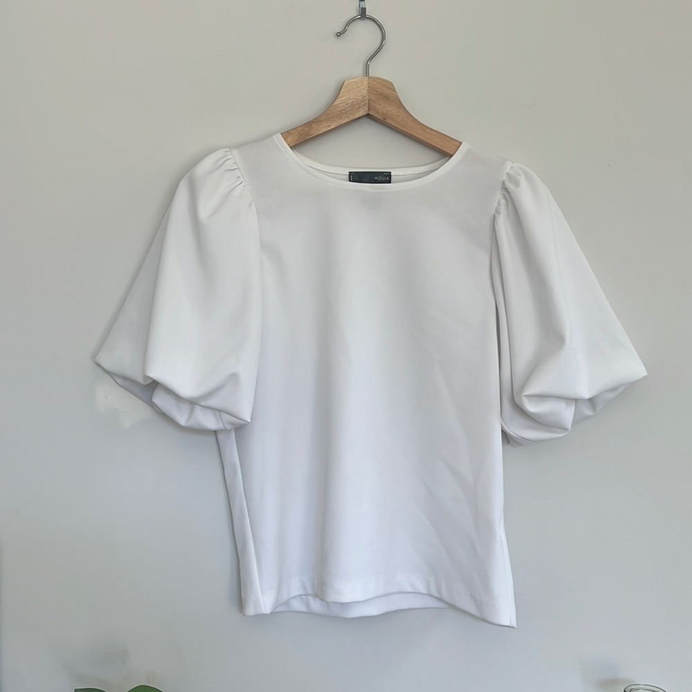 Dramatic sleeve white blouse